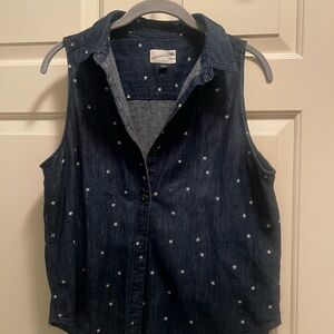 Universal Thread Dark Blue Star Pattern Top